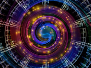 Dalga fonksiyonu serisi. Sanatsal soyutlama oluşan renkli sinüs titreşimleri, ışık ve fraktal öğeleri konu üzerinde ses ekolayzer, müzik spektrum ve kuantum olasılık