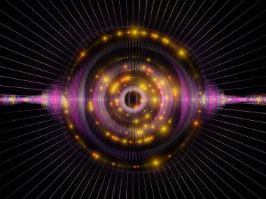 Dalga fonksiyonu serisi. Sanatsal soyutlama oluşan renkli sinüs titreşimleri, ışık ve fraktal öğeleri konu üzerinde ses ekolayzer, müzik spektrum ve kuantum olasılık