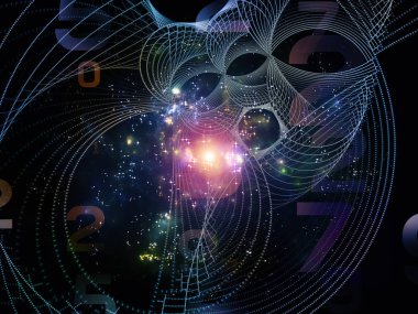 Matematik gerçeklik serisi. Arka plan tasarımı numaraları, ışıklar ve Fraktal desenleri konu, matematik, eğitim ve bilim