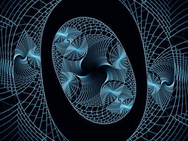 Noktalar ve Çizgiler serisi. Sanat, tasarım ve teknoloji projeleri için uygun dairesel fraktal kalıpların arkaplanı.