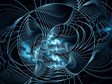 Noktalar ve Çizgiler serisi. Sanat, tasarım ve teknoloji projeleri için uygun dairesel fraktal kalıpların arkaplanı.