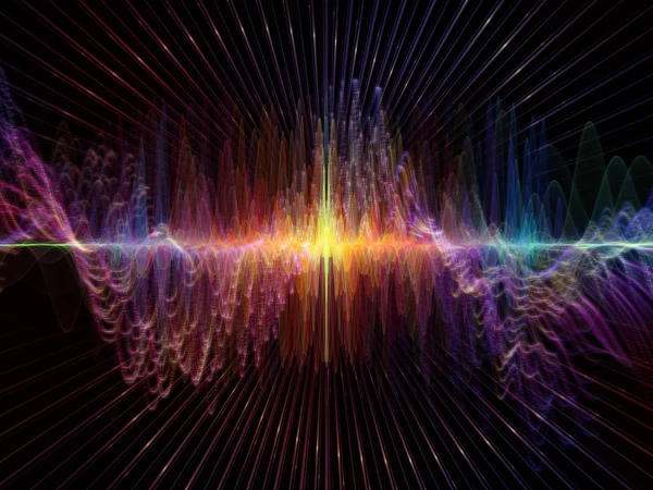 Wellenfunktionsreihen Komposition Farbiger Sinusschwingungen Licht Und Fraktalelemente Als Hintergrund Für — Stockfoto