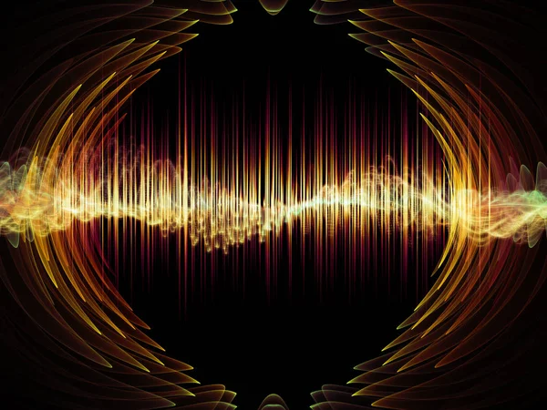 波動関数のシリーズ 背景から成る着色された正弦振動 光とフラクタルの要素の音のイコライザーのプロジェクトでの使用に適した音楽スペクトルと量子確率 — ストック写真