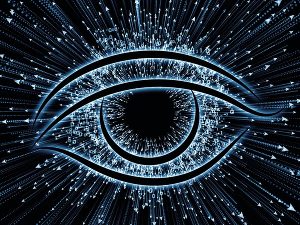 Bilgi Gözü serisi. Göz simgesi ve ok patlamasından oluşan arkaplan bilim, eğitim ve modern teknoloji projelerinde kullanılmak için uygun