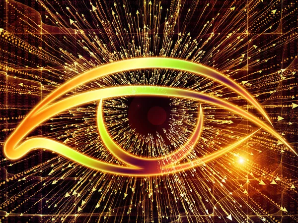 Bilgi serisi gözü. Göz simgesini ve ok soyut kompozisyon yassı olup, bilim, eğitim ve modern teknoloji ile ilgili projeler patlama