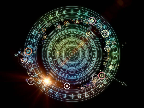 Design Fractal Elements Sacred Symbols Circles Subject Mysticism Occult Astrology — Stock Photo, Image