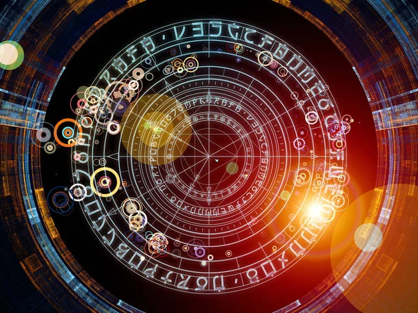 Arka plan tasarımı fraktal öğeleri, kutsal sembolleri ve Tasavvuf, gizli, Astroloji ve manevi konuda daireler. Kutsal daireler serisi.