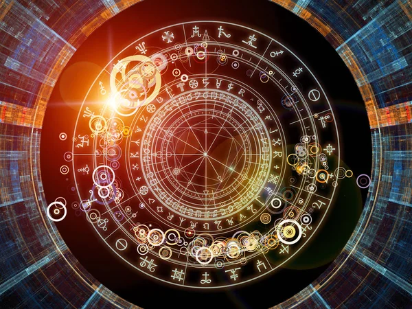 Het Ontwerp Van Achtergrond Van Fractal Elementen Heilige Symbolen Cirkels — Stockfoto