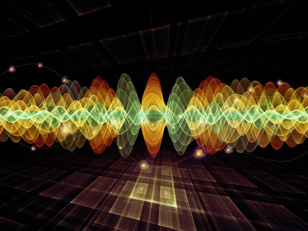 波動関数級数 音のイコライザー 音楽のスペクトルと量子確率の対象にあなたのデザインを補完するための色のサイン振動 光とフラクタル要素の背景 — ストック写真