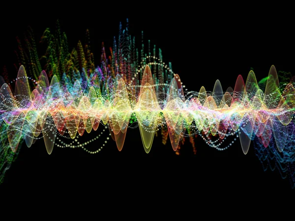 Wave Function series. Abstract design made of colored sine vibrations, light and fractal elements on the subject of sound equalizer, music spectrum and  quantum probability