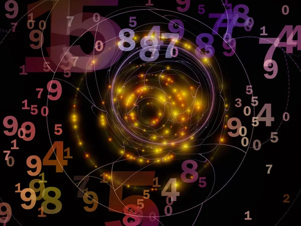 Gerçeklik Matematiği Serisi Matematik Eğitim Bilim Konularındaki Sayıların Işıkların Fraktal — Stok fotoğraf