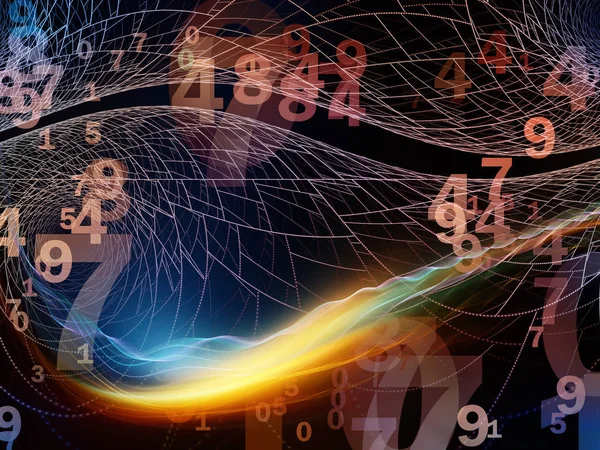 Math of Reality series. Background design of numbers, lights and fractal patterns on the subject of mathematics, education and science