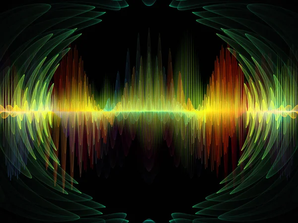 Dalga fonksiyonu serisi. Bileşimi renkli sinüs titreşimler, ışık ve ses ekolayzer, müzik projeleri için fon olarak hizmet etmek için fraktal öğeleri spektrum ve kuantum olasılık