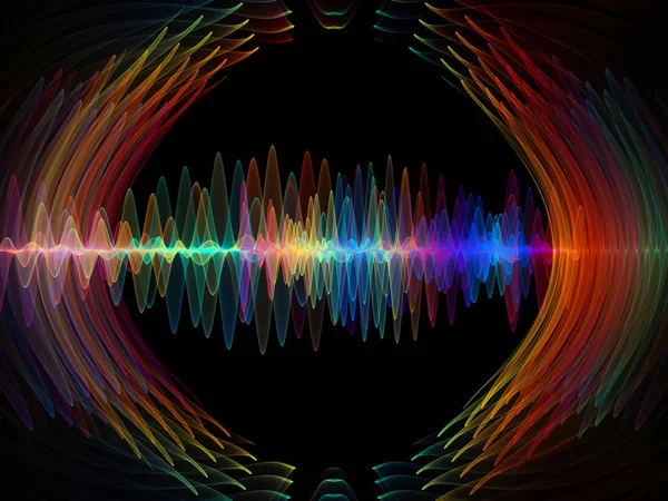 Wave Function series. Backdrop of  colored sine vibrations, light and fractal elements to complement designs on the subject of sound equalizer, music spectrum and  quantum probability