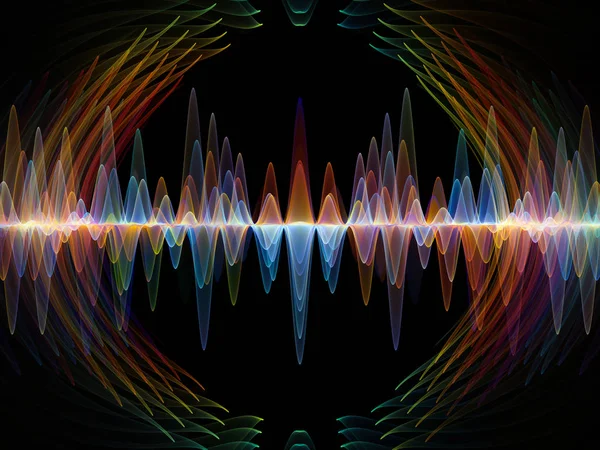 Dalga fonksiyonu serisi. Zemin renkli sinüs titreşimler, ışık ve ses ekolayzer, müzik konusunda tasarımlar tamamlayacak fraktal öğeleri spektrum ve kuantum olasılık