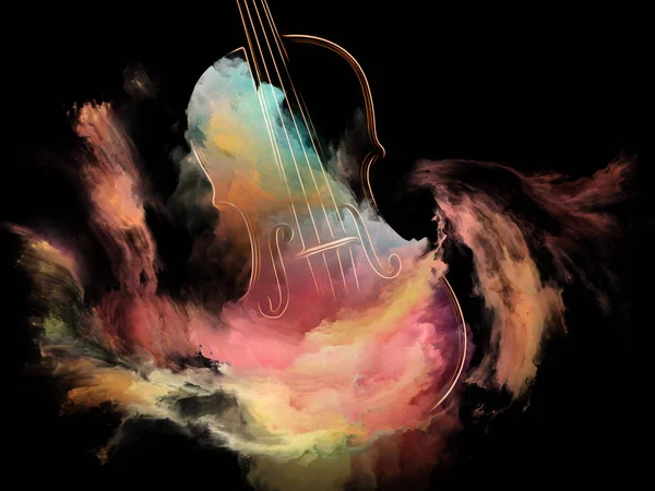 音楽夢シリーズ 抽象的なデザイン製楽器 メロディ サウンド パフォーマンス アートと創造性をテーマにヴァイオリンと抽象的なカラフルな塗料 — ストック写真