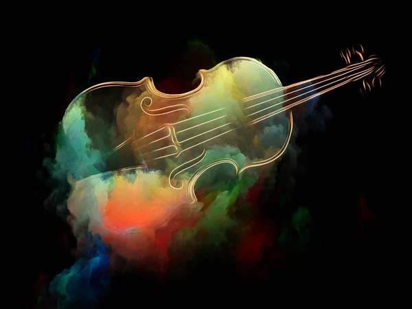 시리즈입니다 예술적 추상화 멜로디 사운드 창조성의 주제에 바이올린과 화려한 페인트의 — 스톡 사진