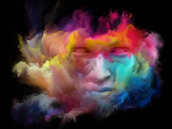Przeszkadza Mgła Serii Układ Renderowania Ludzką Twarzą Przekształcone Farba Fraktal — Zdjęcie stockowe