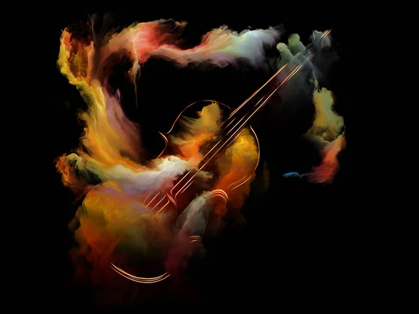 시리즈입니다 멜로디 사운드 창조성의 주제에 귀하의 디자인을 바이올린과 화려한 페인트의 — 스톡 사진
