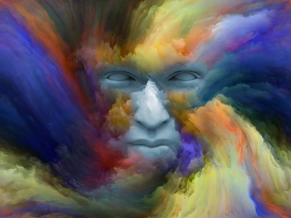 Gedankennebel Serie Anordnung Der Darstellung Des Menschlichen Gesichts Mit Fraktaler — Stockfoto