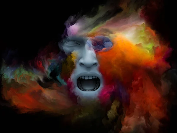 Mind Fog Series Composition Rendering Human Face Morphed Fractal Paint — Stock Photo, Image