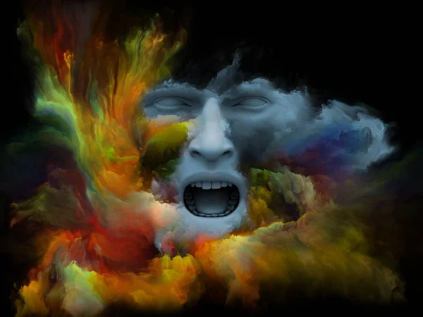 Przeszkadza Mgła Serii Skład Renderowania Ludzką Twarzą Przekształcone Farba Fraktal — Zdjęcie stockowe