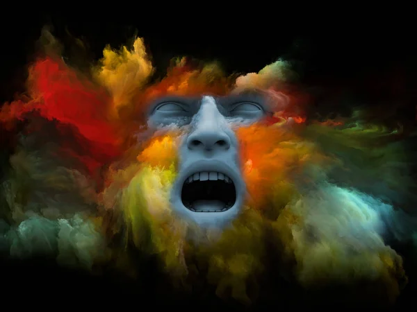 Серія Mind Fog Тло Візуалізації Людського Обличчя Забарвлене Фрактальною Фарбою — стокове фото