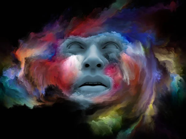 Mind Fog Series Backdrop Rendering Human Face Morphed Fractal Paint — Stock Photo, Image