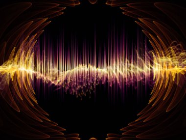 Dalga fonksiyonu serisi. Zemin oluşan renkli sinüs titreşimleri, ışık ve fraktal öğeleri ve ses ekolayzer, projelerde kullanıma uygun müzik spektrum ve kuantum olasılık