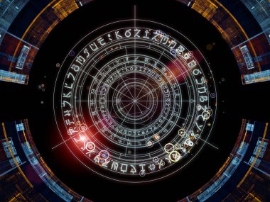 Arka plan tasarımı fraktal öğeleri, kutsal sembolleri ve Tasavvuf, gizli, Astroloji ve manevi konuda daireler. Kutsal daireler serisi.