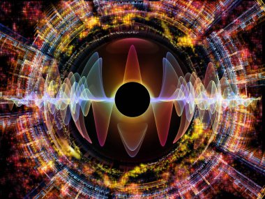 Dalga fonksiyonu serisi. Renkli sinüs titreşimlerin görsel açıdan hoş kompozisyon, ışık ve fraktal elemanları inşaat üstünde ses ekolayzer, için müzik spektrum ve kuantum olasılık