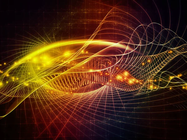 太空系列技术 在技术 科学和计算机信息世界上使用的波浪 网格和灯的抽象背景 — 图库照片