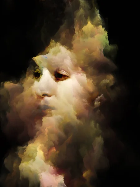 Soul Shadow Series Surreal Portrait Female Face Fused Colored Fractal — Stock Photo, Image