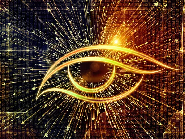 Eye Knowledge Series Graphic Composition Eye Icon Arrow Burst Subject — Stock Photo, Image