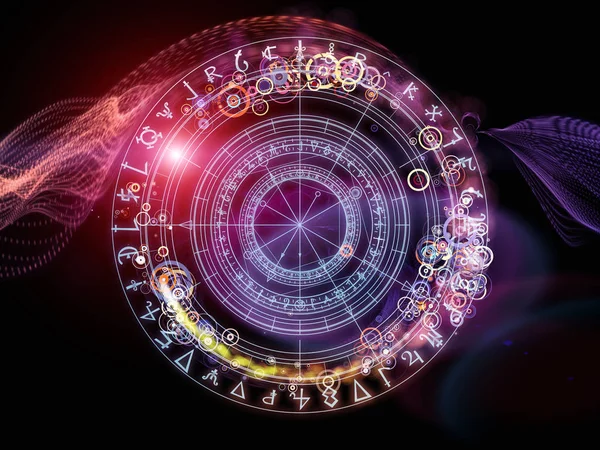 Design Fractal Elements Sacred Symbols Circles Subject Mysticism Occult Astrology — Stock Photo, Image