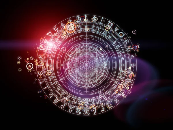 프랙탈 신성한 신비주의 점성술 영혼의 주제에 동그라미의 디자인 신성한 시리즈 — 스톡 사진