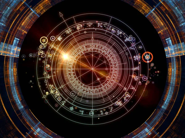 Bakgrundsdesign Fractal Element Heliga Symboler Och Cirklar Ämnet Mystik Ockulta — Stockfoto