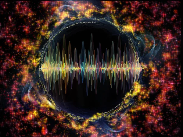 Wave Function series. Composition of  colored sine vibrations, light and fractal elements for projects on sound equalizer, music spectrum and  quantum probability