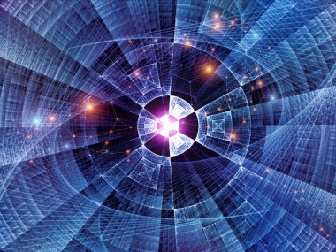 Geometri teknoloji serisi. Bilim, bilgi teknoloji ve eğitim konusunda teknolojik fraktal yapıların soyut tasarım yapılan