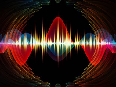 Dalga fonksiyonu serisi. Renkli sinüs titreşimlerin tasarlamak zemin, ışık ve fraktal elemanları üzerinde ses ekolayzer, Resimler için müzik spektrum ve kuantum olasılık