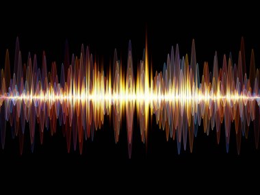 Dalga fonksiyonu serisi. Renkli sinüs titreşimlerin aranjman, ışık ve fraktal elemanları ses ekolayzer, projeler için fon olarak müzik spektrum ve kuantum olasılık