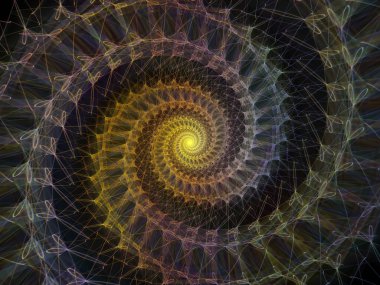 Sarmal geometri serisi. Fraktal öğeleri matematik, geometri ve bilim konusunda iplik girdap soyut tasarım yapılmış