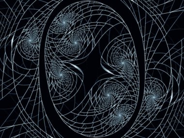 Noktalar ve Çizgiler serisi. Sanat, tasarım ve teknoloji projeleri için uygun dairesel fraktal kalıpların arkaplanı.