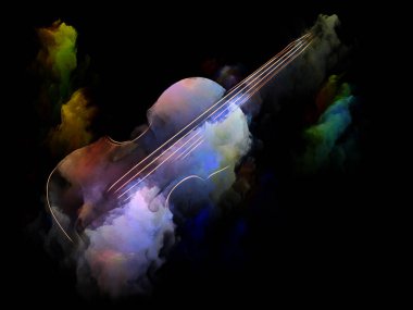 Müzik rüya serisi. Keman ve soyut renkli boya inşaat üstünde müzik aletleri, melodi, ses, performans sanat ve yaratıcılık için tasarlamak zemin