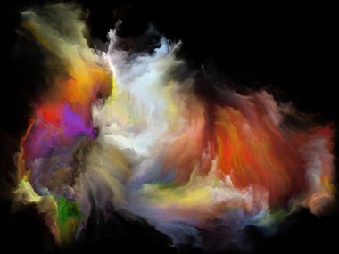 Renk Akımı serisi. Müzik, yaratıcılık, hayal gücü, sanat ve tasarım konularındaki dijital boya akışlarının kompozisyonu