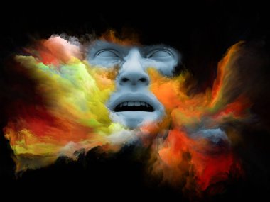 Sis serisi için sorun. Fraktal boya iç dünyası, hayalleri, duygu, yaratıcılık, hayal gücü ve insan aklının projelerde için uygun bir zemin olarak ile insan yüzü 3D render morphed