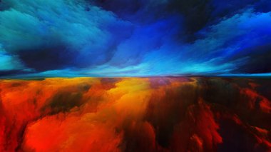 Rüya arazi serisi. Evren, Doğa, peyzaj resim, yaratıcılık ve hayal gücü konusunda tasarım tamamlayacak dijital renk zemin