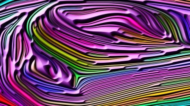 Doğa Serisi eğrileri. Çok renkli kabarık bas kabartma desen doğal formlar, Art Nouveau, tasarım ve dekorasyon geometri projelerde kullanılmak üzere 3d render arka plan yapılmış
