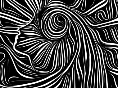 İç Geometri serisi. İnsan Yüzü 'nün geleneksel ahşap kesim tarzında kompozisyonu insan ruhu, iç drama, sanat, şiir ve maneviyat projeleri için uygun bir zemin olarak hazırlanmıştır.