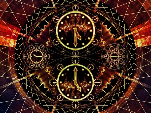 Circles Time Series Composition Clock Symbols Fractal Elements Suitable Backdrop — Stock Photo, Image